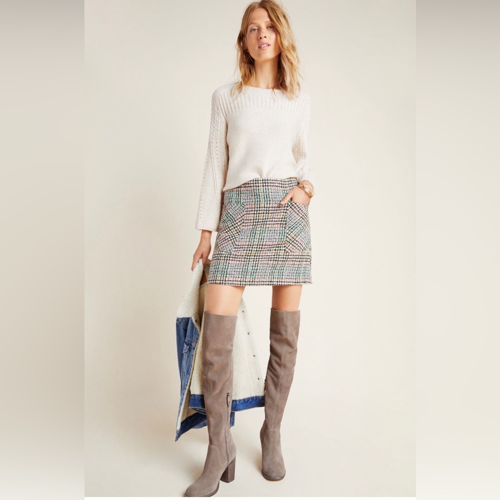 MAEVE by Anthropologie Plaid Knit Mini Skirt